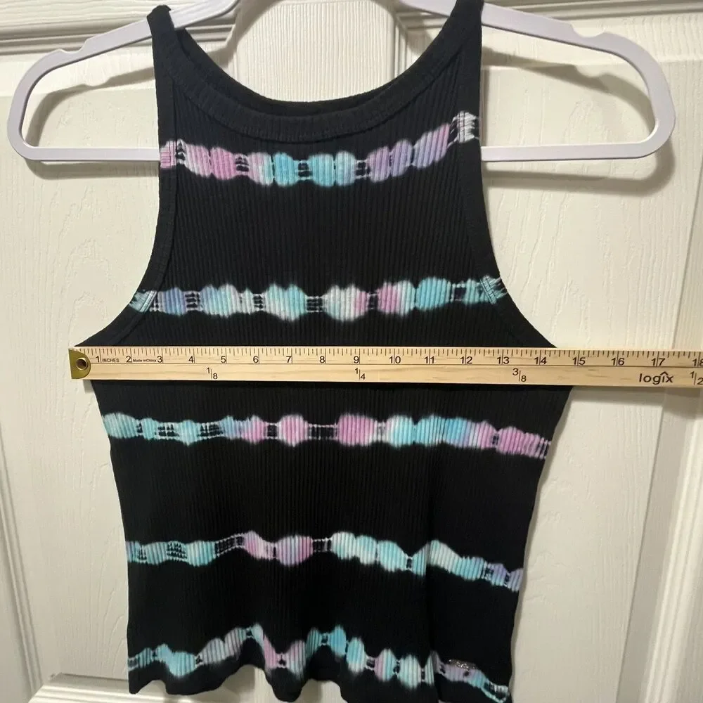 Girl's Tween Teen Justice Black Tie Dye Ribbed High Neck Tank Top NWT! 12/14